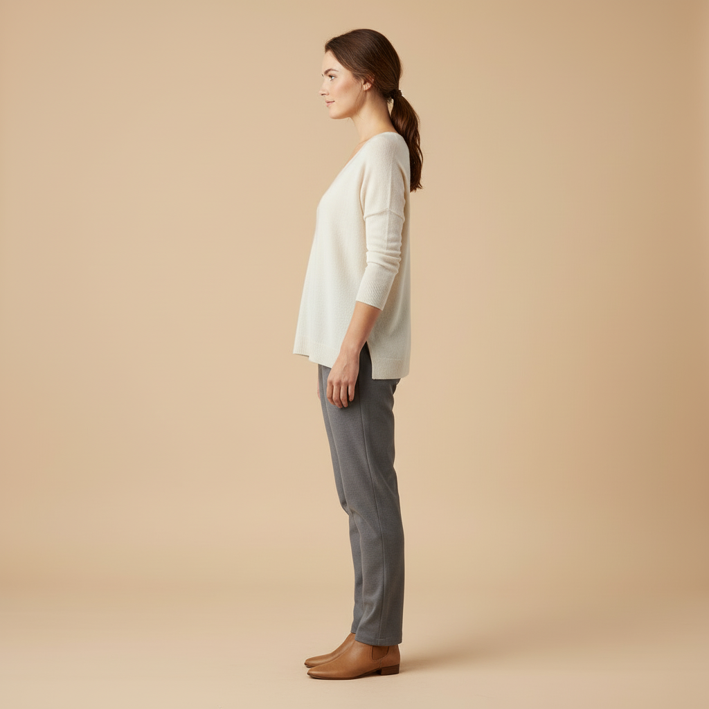 Nella – Cienki Sweter z Dekoltem w Serek