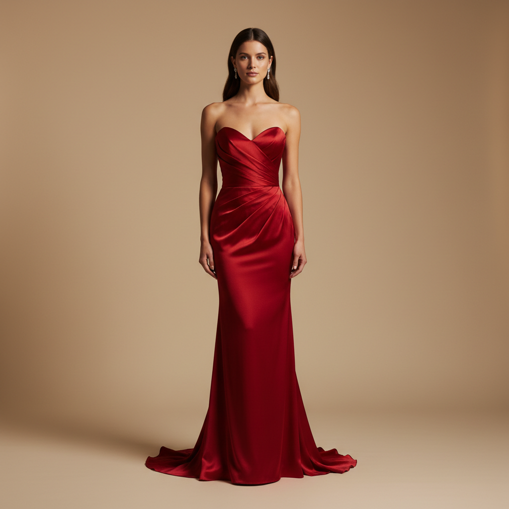 Selene – Bezramienna Modelująca Długa Sukienka Jedwabna