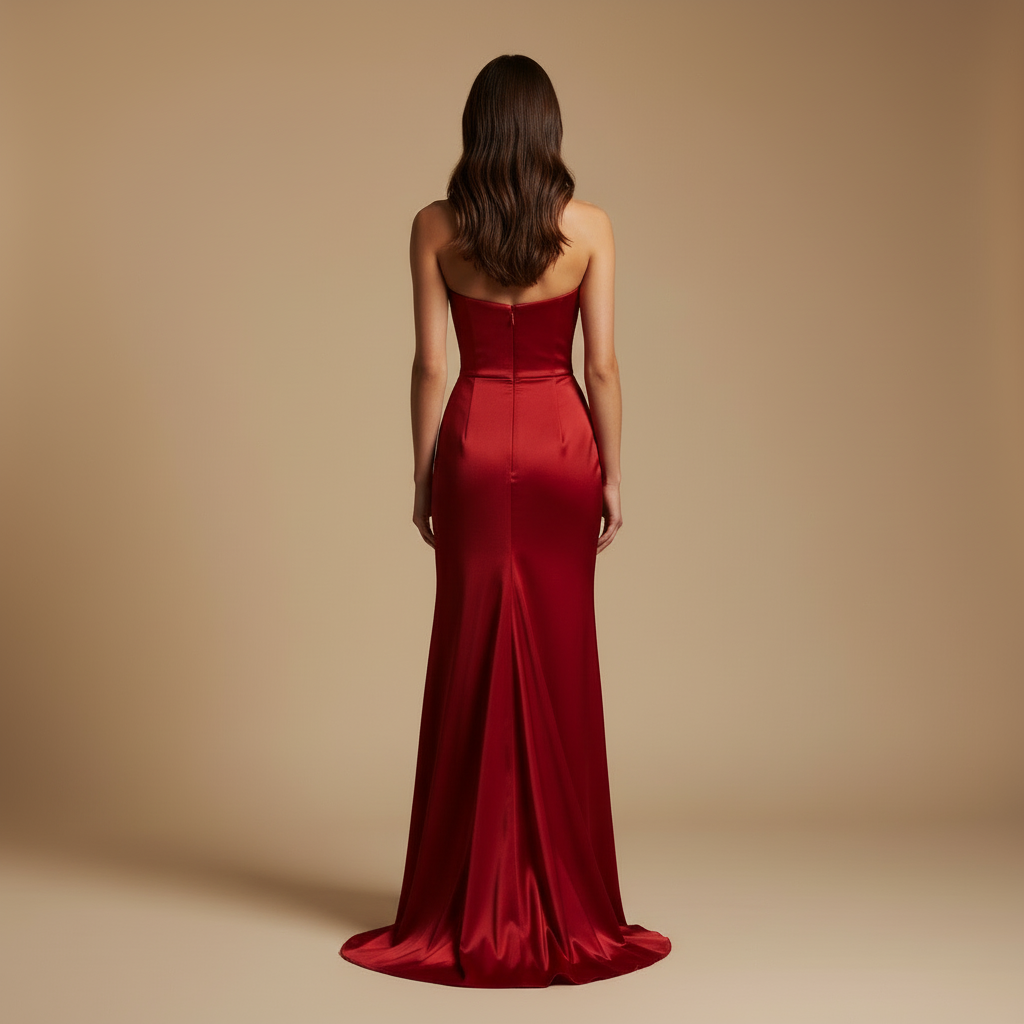 Selene – Bezramienna Modelująca Długa Sukienka Jedwabna