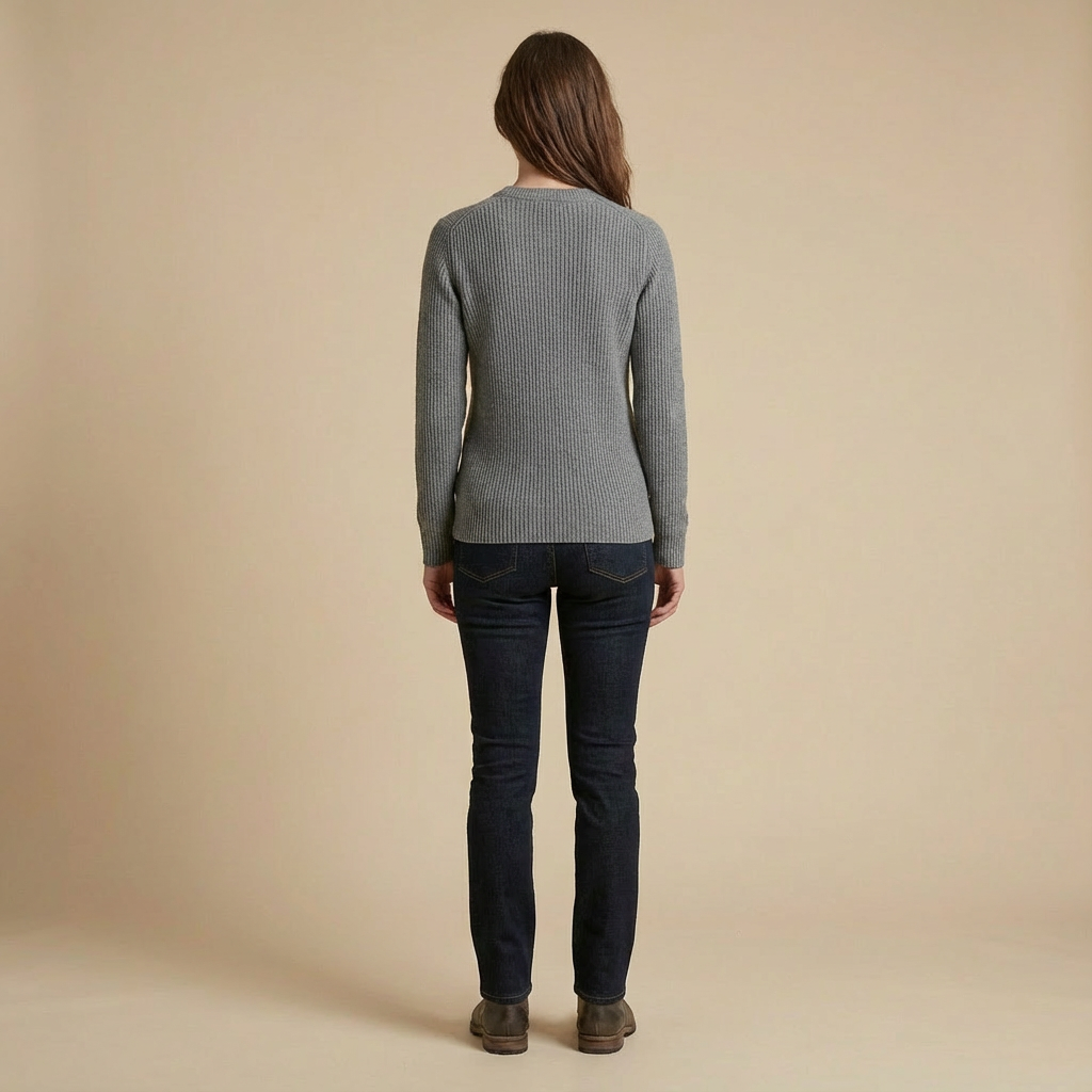 Elodie – Prążkowany Sweter z Okrągłym Dekoltem