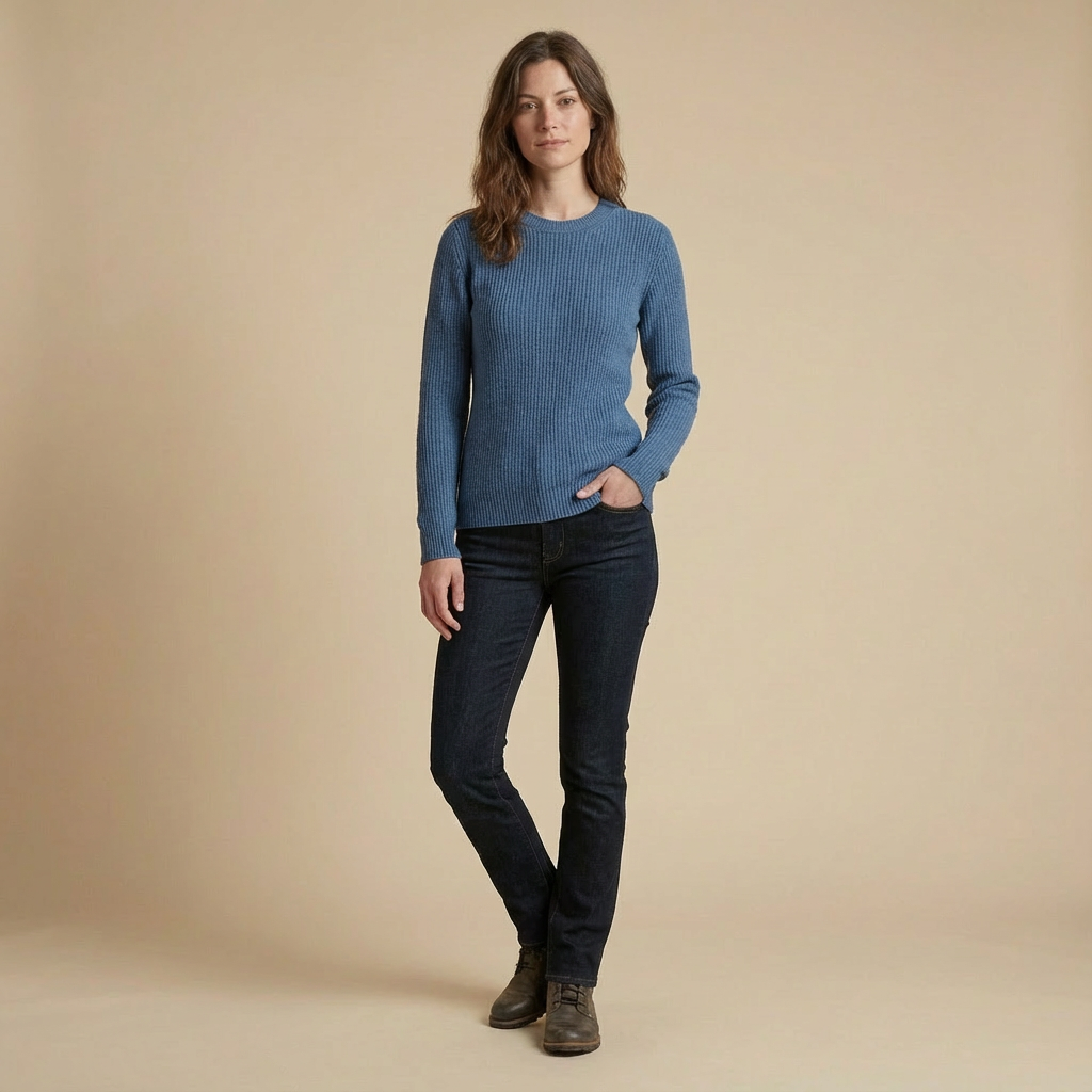 Elodie – Prążkowany Sweter z Okrągłym Dekoltem