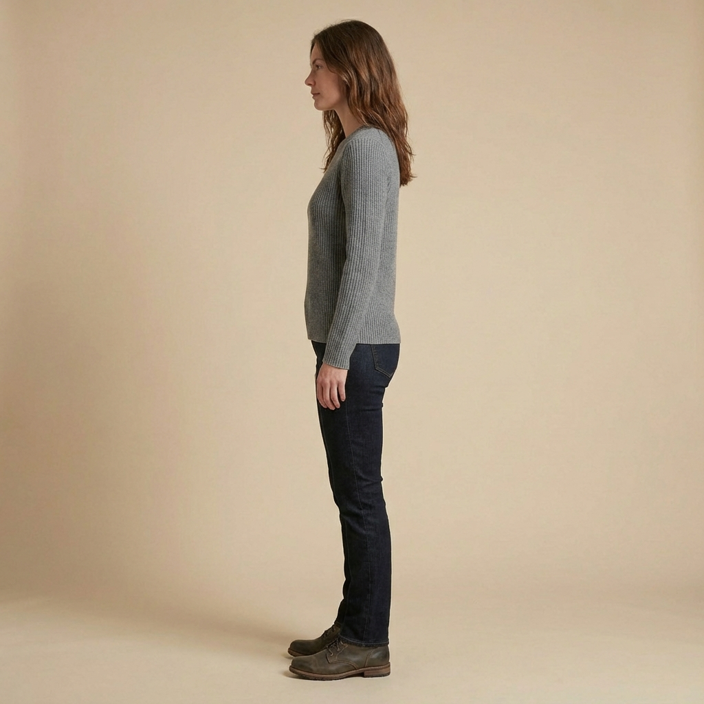 Elodie – Prążkowany Sweter z Okrągłym Dekoltem